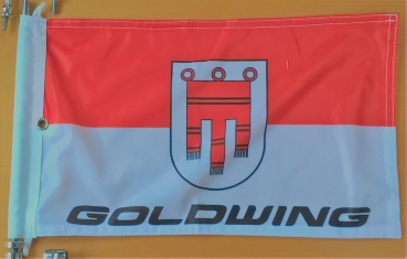 Vorarlberg mit Wappen & Goldwing, Fahne in der Größe 40 x 26 cm. passend für Fahnenstangen 678-016 (Adler) und 678-016 B (Kugel)